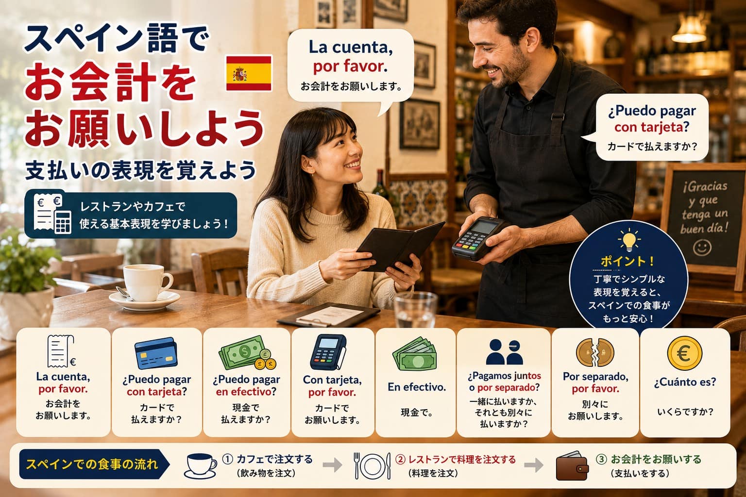 スペイン語でお会計をお願いしよう｜支払いの表現を覚えよう