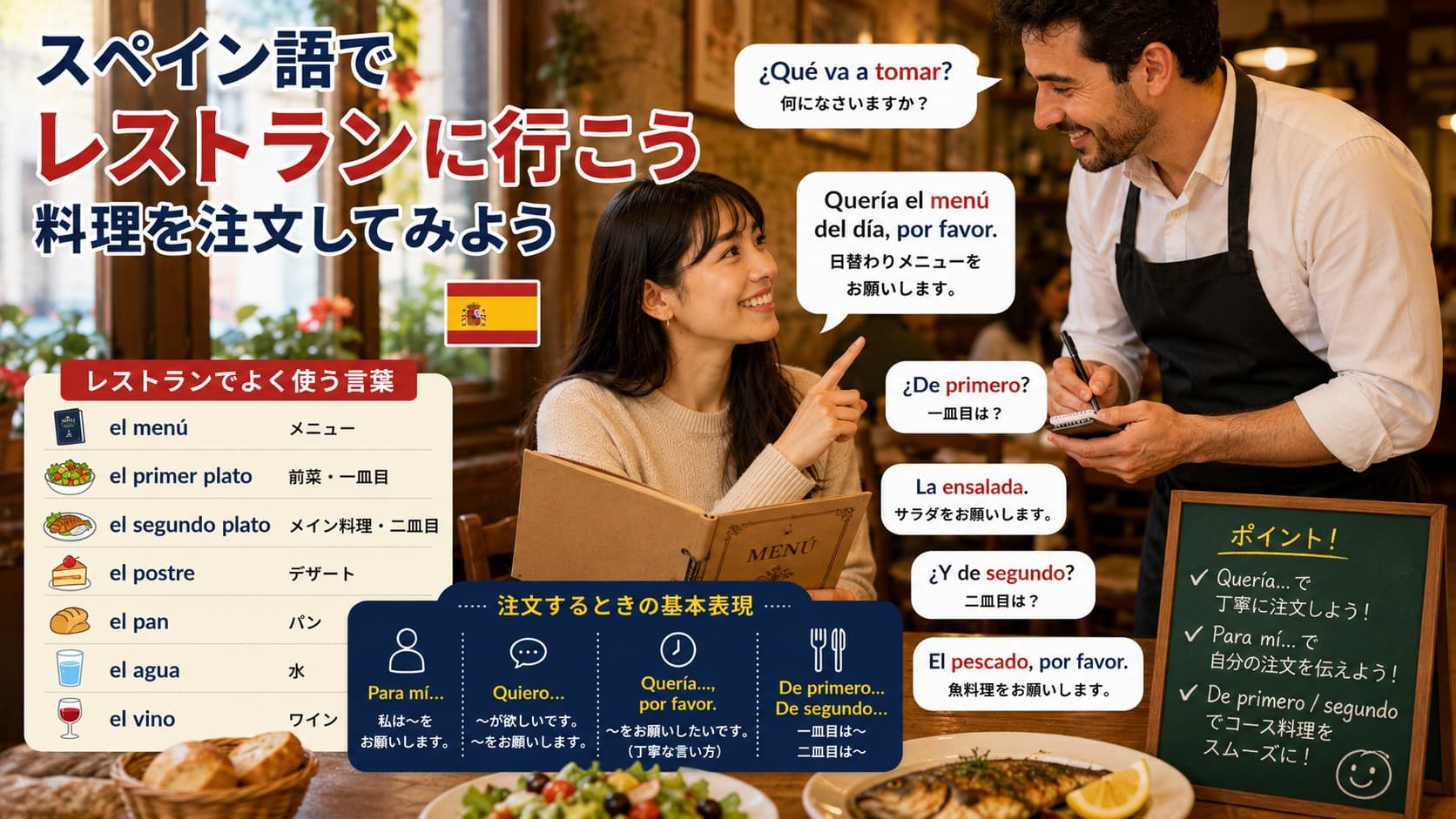スペイン語でレストランに行こう｜料理を注文してみよう